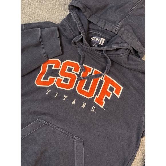 Vintage CSUF Pullover Hoodie Small Cal State University Fullerton Multi Navy Org
